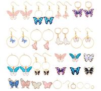 SUNNYCLUE 1 Box DIY 10 Pairs Gold Plated Enamel Butterfly Dangle Earrings Jewelry Making Starter Kit with Instruction for Girls Women Jewelry Making Supplies