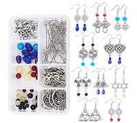 SUNNYCLUE 1 Box DIY 10 Pairs Trinity Celtic Knot Earrings Making Kit Flower of Life Connector Charms Acrylic Beads Jewellery Making Craft for Beginners Women Adults, Antique Silver