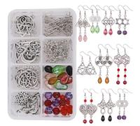 SUNNYCLUE 1 Box DIY 10 Pairs Trinity Celtic Knot Earrings Making Starter Kit Flower of Life Connector Charms Jewellery Making Kit Infinity Love Craft for Women Adults Earring Making Crafts Christmas