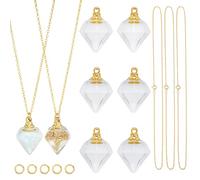 SUNNYCLUE 1 Box DIY 10 Sets Glass Vial Necklace Bulk Wishing Bottle Pendant Clear Teardrop Heart Shape Screw Caps Clear Bottle Necklaces Kits for Jewelry Making Kits Women Wedding Gifts Supplies