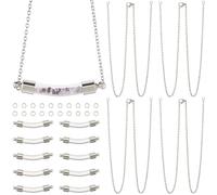 SUNNYCLUE 1 Box DIY 10 Sets Vial Necklace Kit Glass Bottle Necklace Empty Clear Screw capss Bottles 304 Stainless Steel Glass Vials for Jewellery Making Kits Memorial Keepsake Perfume Hair Mud Supply