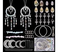 SUNNYCLUE 1 Box DIY 2 Sets Moon Sun Catcher Kit Beaded Sun Catcher Colorful Glass Chip Antique Vintage Moon Star Faceted Tear Dop Suncatcher Supplies Kits for Windows Indoor Outdoor Home Garden Decor