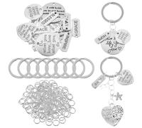 SUNNYCLUE 1 Box DIY 30 Sets Keychain Making Kits Key Chain Charm Kit Metal Silver Inspirational Motivational Words Stainless Steel Keyring for Crafts Party Wedding Favor Jewellery Making Supplies