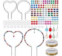 SUNNYCLUE 1 Box DIY 4 Sets Beaded Garden Stakes Kits Fairy Wand Kit Plant Glass Suncatcher Charm Acrylic Resin Pony Large Hole Beads for Garden Courtyard Holiday Outdoor Pot Decor Crafts Accessories