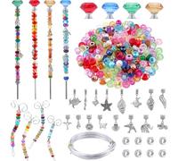 SUNNYCLUE 1 Box DIY 4 Sets Garden Stake Kits Fairy Wand Stakes Threaded Rods Glass Diamonds Ocean Animal Charms Large Hole Pony Beads for Garden Plants Holiday Outdoor Decor Making Supplies Women