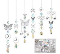 SUNNYCLUE 1 Box DIY 4 Sets Suncatcher Kits Crystal Butterfly Suncatchers Prism Rainbow Maker Star Moon Butterflies Hanging Sun Catchers for Windows Indoor Outdoor Home Garden Party Wedding Decor Gifts
