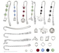 SUNNYCLUE 1 Box DIY 6 Sets Bookmark Kits Hook Bookmark Metal Bookmarks Vintage Bookmark Clip Graduate Caps Book Charms Back To School Graduation Bookmark Hooks for Crafting Reading Gift Supplies