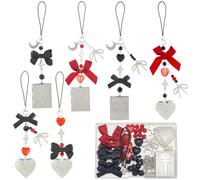 SUNNYCLUE 1 Box DIY 6 Sets Phone Charm Kit Gothic Cell Phone Charm Halloween Black Red Silver Bowknot Bow Tie Heart Moon Goth Cellphone Strap for Jewellery Making Kits Women Key Rings Cellphone Case