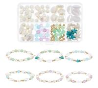SUNNYCLUE 1 Box DIY 6 Sets Summer Bracelet Making Kit Imitation Pearl Beads Sea Animal Bead Starfish Beads Lucky Turquoise Bead Hawaii Ocean Shell Beads for Jewelry Making Kits Women Adults Supplies
