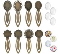 SUNNYCLUE 1 Box Diy 8 Sets Cabochon Bookmarks Ocean Bookmark Summer Hawaii Sea Animal Book Mark Tray With Glass Cabochons Vintage Bookmarks Diy for Reading Crafting Adults Supplies