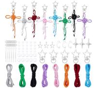SUNNYCLUE 1 Box DIY 8 Sets Keychain Making Kits Macrame Keychain Kit Knot Key Chains with Instruction Nylon String Star Swivel Clasps Macrame Kit for Beginners Adult Keys Handbags Hanging Ornament