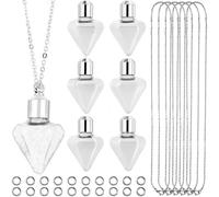 SUNNYCLUE 1 Box DIY 8 Sets Vial Necklace Kit Vial Bottle Pendant Teardrop Clear Glass Memory Wish Bottle Necklaces Bulk With Stainless Steel Chains for Jewellery Making Kits Christmas Halloween DIY