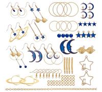 SUNNYCLUE 1 Box DIY Make 10 Pairs Cat Moon Star Earring Making Starter Kit Geometric Planet Charms Spacer Earth Dangle Earrings Findings Accessories for Women DIY Earring Jewellery Making Crafts