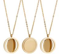 SUNNYCLUE 1 Box Engraving Necklace Blanks Round Necklace Blanks Stainless Steel Gold Double Sided Rotatable Jewellery Stamping Tags Pendant with Chains for Jewellery Making Kit Women Birthday DIY