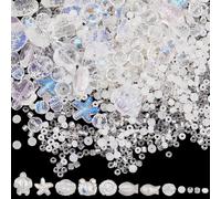 SUNNYCLUE 1 Box Ocean Bead Kit Sea Glass Beads Mini Clear Ab Summer Beach Themed Sea Animals Starfish Fish Turtle Sea Spacer for Jewellery Making Kits Bracelets Necklace Earrings Party Crafts Supplies