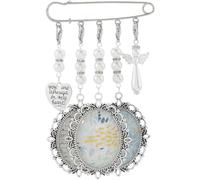 SUNNYCLUE 1 Box Silver Wedding Bouquet Charms Memorial Photo Charm Bridal Personalized Glass Oval Picture Cabochons Brooch Pin Angel Heart Charms Kits for Bride Groom Wedding Party Gifts Flowers Decor