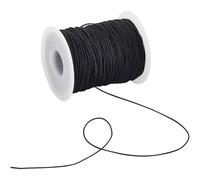 SUNNYCLUE 1 Roll 109 Yards/100M Elastic String Black Polyester Beading Cord 0.8mm Stretchy Wax Braided Sewing Threads Cords with Spool for Jewellery Making Bracelets Necklaces DIY Crafting Supplies