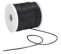SUNNYCLUE 1 Roll 70m 76.55 Yards Black Satin Rattail Cord 1mm Silk Trim Cord Beading String Nylon Thread for Bracelets Chinese Knotting Sewing Braided Necklace Lanyard Macrame Keychain Kumihimo Craft
