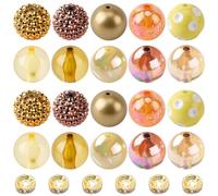 SUNNYCLUE 10 Styles 60Pcs Gold Bubblegum Beads 20mm Chunky Beads Golden Large Acrylic Rhinestone Bubble Candy Fancy Mixed Loose Spacer for Beadable Pen DIY Keychain Bag Charms Jewellery Making