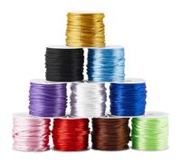 SUNNYCLUE 100 Yards 2mm Satin Rattail Cord Nylon String Trim Silk Cord Thread Colorful Beading String for Friendship Bracelet Necklace Chinese Knot Macrame Trim Wind Chime Dream Catchers Braid Hair