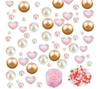 SUNNYCLUE 10000+Pcs Valentines Day Wedding Vase Filler Beads Pink Vase Fillers Floating Imitation Pearl Bead Heart Beads Valentine Candles Red Heart Pieces Glitter Centerpiece Beads for Home Decor