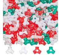 SUNNYCLUE 1000Pcs 4 Colors Triangle Bead Christmas Craft Beads Colorful Plastic Clear Candy Cane Xmas Tri Bead Transparent Triangle Loose Beads for Christmas Tree Jewellery Beaded Ornament Decorations