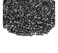 SUNNYCLUE 1000Pcs Black Square Letter Bead Alphabet Cube Beads Bulk 6 x 6mm Acrylic Random A to Z Initial Loose Charms Spacers Kit for Jewellery Making Bracelet Necklace Keychain DIY Craft Supplies