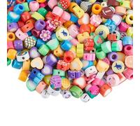 SUNNYCLUE 1000Pcs Polymer Clay Flower Beads Mixed Clay Beads Small Colorful Assorted Fruits Hearts Sports Smooth Loose Spacers Findings Accessories for Jewellery Making Bracelets Necklaces DIY Crafts