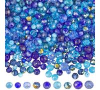 SUNNYCLUE 1000Pcs Rondelle Crystal Bead Blue Faceted Glass Beads Bulk 4mm 6mm 8mm Small Round Gemstone Mini Diamond Loose Spacer Beads for jewellery Making Beading Supplies DIY Necklace Bracelet Earri