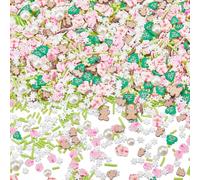 SUNNYCLUE 100G Christmas Sprinkle Polymer Clay Slices Bulk Green White Faux Round Pearl Beads Candy Xmas Tree Snowflake Mini Decorations Sprinkles for Nail Art Cake Phone Case DIY Crafts Accessories