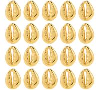 SUNNYCLUE 100Pcs Gold Cowrie Shell Beads, Bulk Seashell Gold Small Plastic Summer Hawaii Sea Ocean Beach Spacer Shell Beads for Jewellery Making Beaded Bracelets Necklaces Women