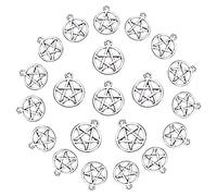 SUNNYCLUE 100Pcs Pentacle Star Charms Alloy Pendants Pentacle Star Charms Pendant Lucky Tibetan Five Point Charm Jewelry Making Accessory for DIY Earring Necklace Bracelet Making Christmas