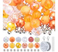 SUNNYCLUE 106Pcs Large Chunky Beads Bubblegum Bead Bulk 20mm Halloween Thanksgiving Focal Pen Beads Orange Bubblegum Beads Rhinestone Bead for Jewellery Making Bracelet Necklace Pen Craft Supplies