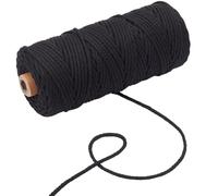 SUNNYCLUE 109 Yards/100m 3mm Black Cotton Strings Beading Cotton Cord Twisted Twine String Thread Findings for jewellery Making Supplies DIY Bracelet Necklace Weaving Crafting Knitting Macrame Wase