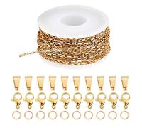 SUNNYCLUE 10M 32.8 Feet stainless steel box chain bulk Venetian Chains Gold Chain Roll Rectangle Link Chains with Open Jump Rings for jewellery Making Women Adults DIY Necklaces Bracelet Crafts