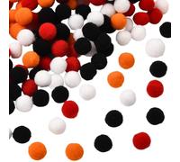 SUNNYCLUE 10mm 400pcs Halloween Pompom Balls Small Pom Poms Bulk Polyester Red Dark Orange Black Soft Puff Fuzzy Arts Crafting Pompom Ball for Women Adults Hats Home Party Gifts Decorations Supplies