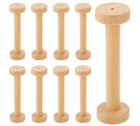 SUNNYCLUE 10Pcs 28x96mm Long Wooden Spools Empty Ribbon Spools Bulk Large Burlywood Embroidery Wood Thread Line Organizer Storage Floss Bobbin for Sewing Crocheting Handmade DIY Projects Crafting