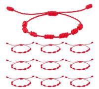 SUNNYCLUE 10pcs 7 Knot Bracelet Protection Knot Bracelet Adjustable Nylon Seven Red Braid Knotted Fate Evil Eye Good Luck Amulet Jewellery Cords String Rope for Women Men Friendship Couple Supplies