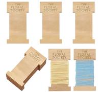 SUNNYCLUE 10Pcs 95x50x5mm Flat Spools Empty Wooden Thread Spools Wood Cardborad Rectangle Sandy Brown Vintage Antique Embroidery Line String Bobbin with Word for Cross Stitching Crochet Needle DIY