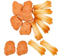 SUNNYCLUE 10Pcs Artificial Food Chicken Artificial French Fries Models Plastic Simulated Fried Chicken Nuggets Model faux Fries Faux Food for Home Kitchen Party Decoration Photography Props Display