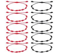 SUNNYCLUE 10pcs Seven Knot Bracelet Good Luck Bracelet Red Black Polyester Adjustable Protective Amulet Braid 7 Buckles Anklets Cord String Jewelry Sets for Women Men Friendship Positive Energy Gifts