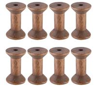 SUNNYCLUE 10Pcs Wooden Thread Bobbins Vintage Wooden Bobbins Natural Unfinished Empty Wire Weaving Textile Rope Roll Crochet Cord Organizer Line Strings Spool for Embroidery Sewing Art DIY Crafts