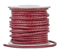 SUNNYCLUE 11 Yards/10M Bolo Leather Cord Round Braided Leather Rope String Cowhide Dark Red Strap Leather Folded Braiding Tie Cords Lace for jewellery Making Necklaces Bracelets Lanyards DIY Crafts