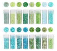 SUNNYCLUE 12/0 80G 16 Colors Cylinder Glass Beads 2mm Seed Beads Bulk Green Crystal Small Spring Round Uniform Loose Spacer for Jewellery Making Weaving Embroidery Project Bracelet Crafts DIY Findings