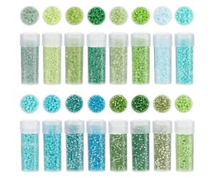 SUNNYCLUE 12/0 80G 16 Colors Cylinder Glass Beads 2mm Seed Beads Bulk Green Crystal Small Spring Round Uniform Loose Spacer for Jewellery Making Weaving Embroidery Project Bracelet Crafts DIY Findings