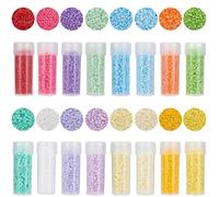 SUNNYCLUE 12/0 80G 16 Colors Cylinder Seed Beads Uniform Seed Bead 2mm Bottle Small Opaque Blue Pink Glass Round Pony Loose Spacer for Jewellery Making Weaving Project Earrings Bracelet Necklace Craft