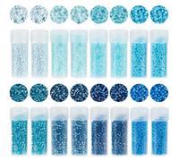 SUNNYCLUE 12/0 80G 8 Colors Cylinder Glass Beads Cylinder Seed Beads 2mm Uniform Size Assorted Silver-lined Frosted Blue with Bottles Pony Loose Spacers for Crafts DIY Weaving Project Jewellery Making
