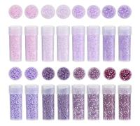SUNNYCLUE 12/0 80G 8 Colors Cylinder Glass Seed Beads Uniform Seed Bead Bulk Assorted Small Round Crystal Purple Loose Spacer for Jewellery Making Weaving Embroidery Project Bracelet Crafts Findings