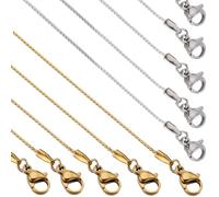 SUNNYCLUE 12 PACK 16 Inch/ 0.4m 1mm Stainless Steel Necklace Chains Bulk Necklace Making Chains Metal Gold Silver Lobster Claw Clasps Cable Link Chain for jewellery Making Supplies Women Adult Diy Cra