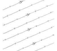 SUNNYCLUE 12 PACK 18 Inch/ 0.45m Silver Satellite Chain Necklace Stainless Steel jewellery Chains Metal Lobster Claw Clasps Cable Necklaces Chain Bulk for jewellery Making Supplies Women Diy Craft
